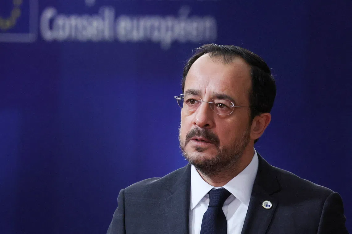 Cypriot President Nikos Christodoulides attends the European Union leaders' summit in Brussels, Belgium, October 23, 2025. REUTERS/Yves Herman