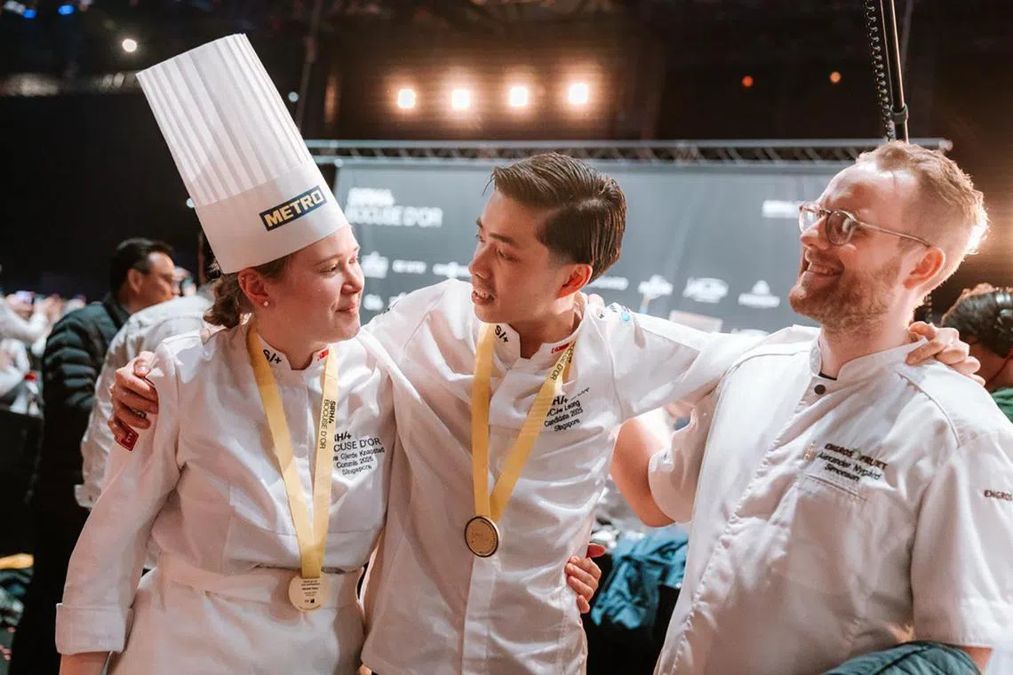 Singaporean chef Mathew Leong (centre) has competed at the Bocuse d'Or twice and might return one more time.
