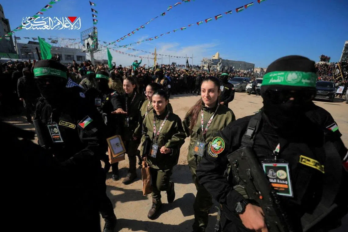 Three Israeli civilians and four soldiers - all women - have been released so far in the ceasefire, which began on Jan 19. 