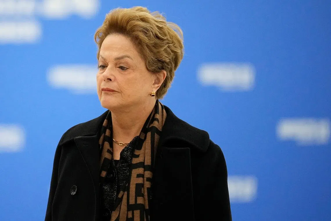 FILE PHOTO: President of the New Development Bank Dilma Rousseff arrives at BRICS Summit in Kazan, Russia, Thursday, Oct. 24, 2024.     Alexander Zemlianichenko/Pool via REUTERS/File Photo