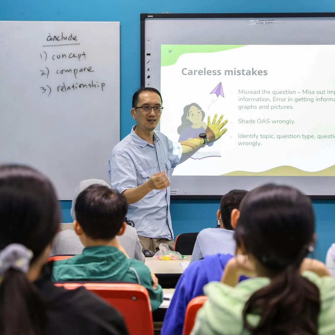 Science tutor Jayce Or teaches P6 students how to avoid common careless mistakes.