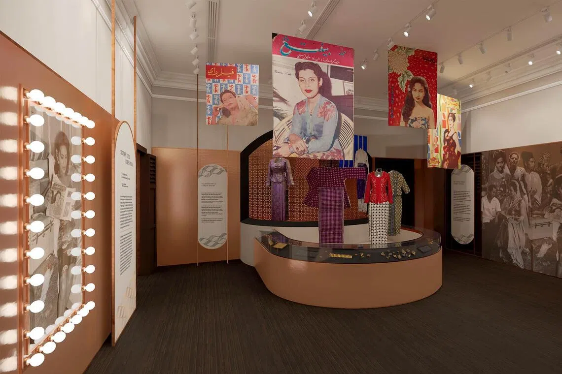 An artist’s Impression of a gallery in the revamped Malay Heritage Centre, featuring artistes from Singapore’s golden age of Malay entertainment.