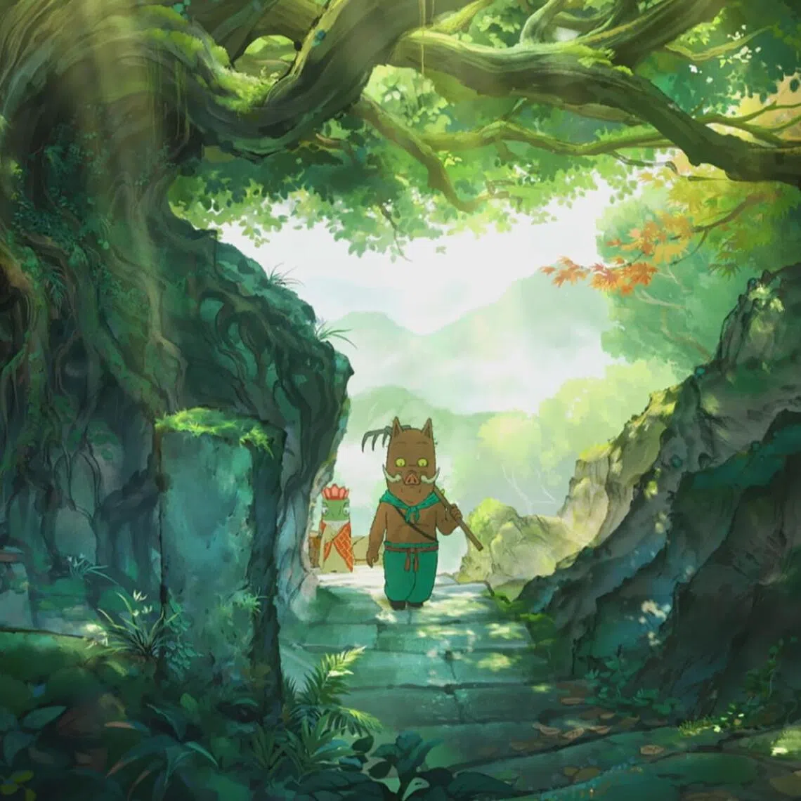 The Chinese animated comedy Nobody features a traditional watercolour painting style in its landscapes.