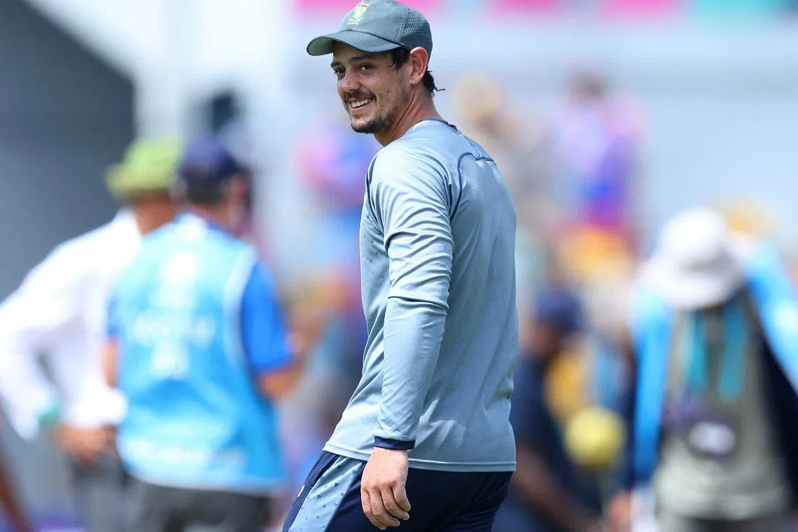 Cricket - ICC T20 World Cup 2024 - Final - India v South Africa - Kensington Oval, Bridgetown, Barbados - June 29, 2024 South Africa's Quinton de Kock before the match REUTERS/Ash Allen