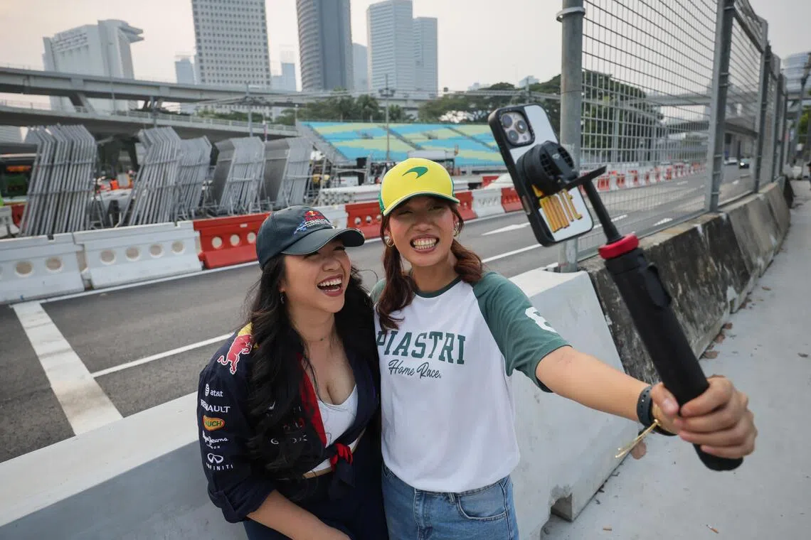F1 content creators Dazale Choy (left) and Desiree Choo started out by providing fans with information on the Singapore Grand Prix circuit and fringe activities.