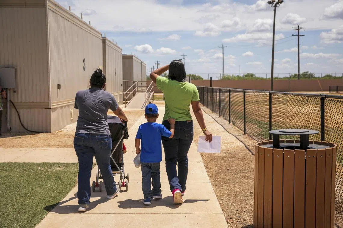 FILE — Immigrants in the South Texas Family Residential Center in Dilley, Texas, Aug. 23, 2019. The practice of detaining migrant families has been fiercely debated over the last four presidential administrations. (Ilana Panich-Linsman/The New York Times)