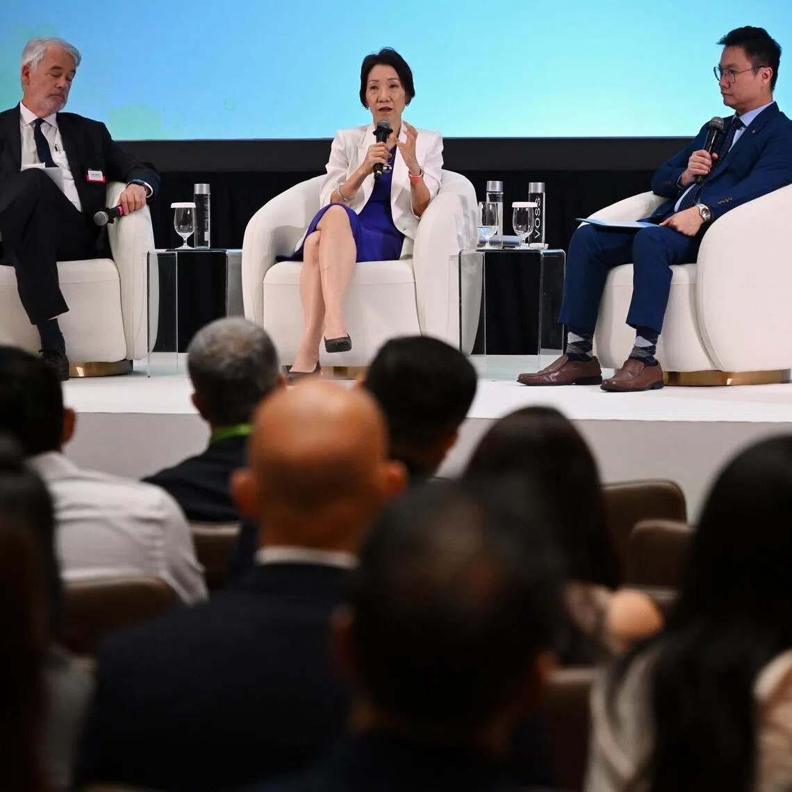 Mr Sean Kidney, CEO of the Climate Bonds Initiative; Minister for Sustainability and the Environment Grace Fu and Mr Kelvin Wong, Chief Sustainability Officer, DBS, in conversation on May 19.