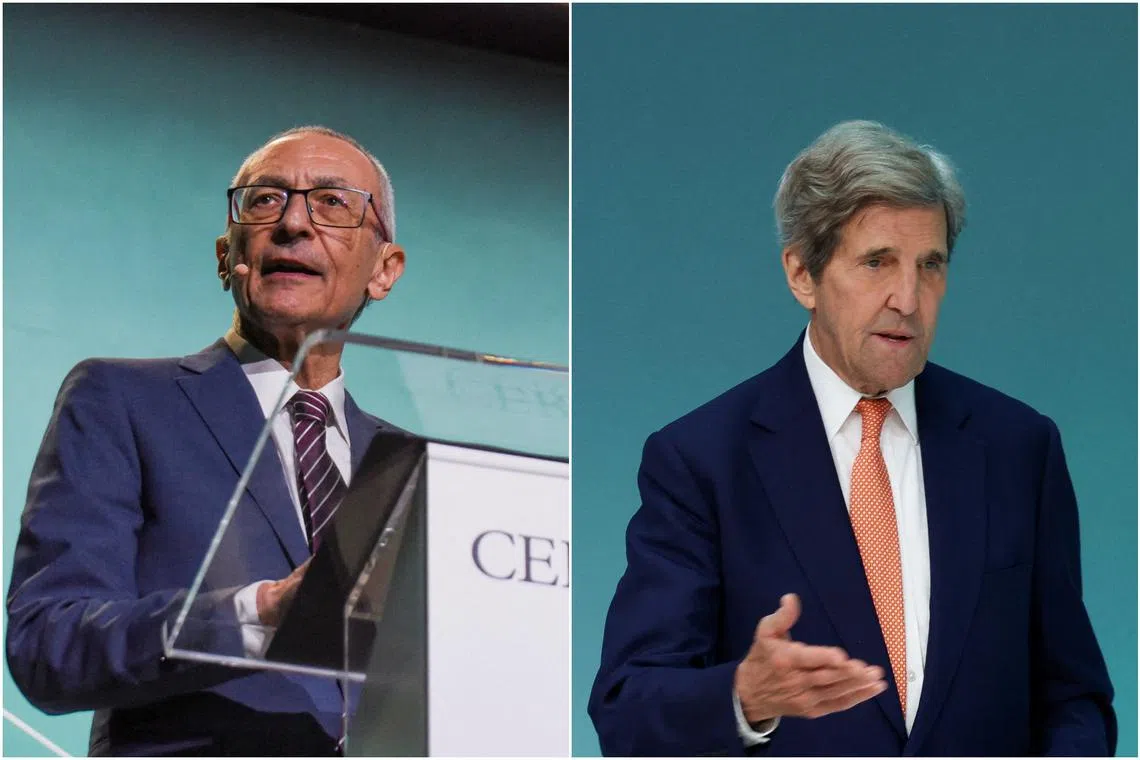 Mr John Podesta (left) is unlikely to maintain the gruelling schedule of international travel that defined Mr John Kerry’s tenure.