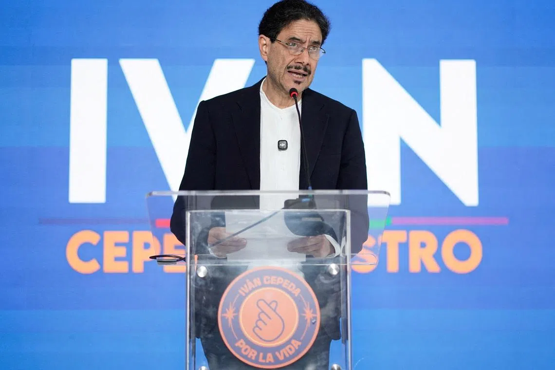 Colombian leftist leader Senator Ivan Cepeda addresses the media to announce that he accepts the results of the presidential runoff election, in which he was beaten by right-wing candidate Abelardo De La Espriella, in Bogota, Colombia, June 24, 2026. REUTERS/Sergio Acero