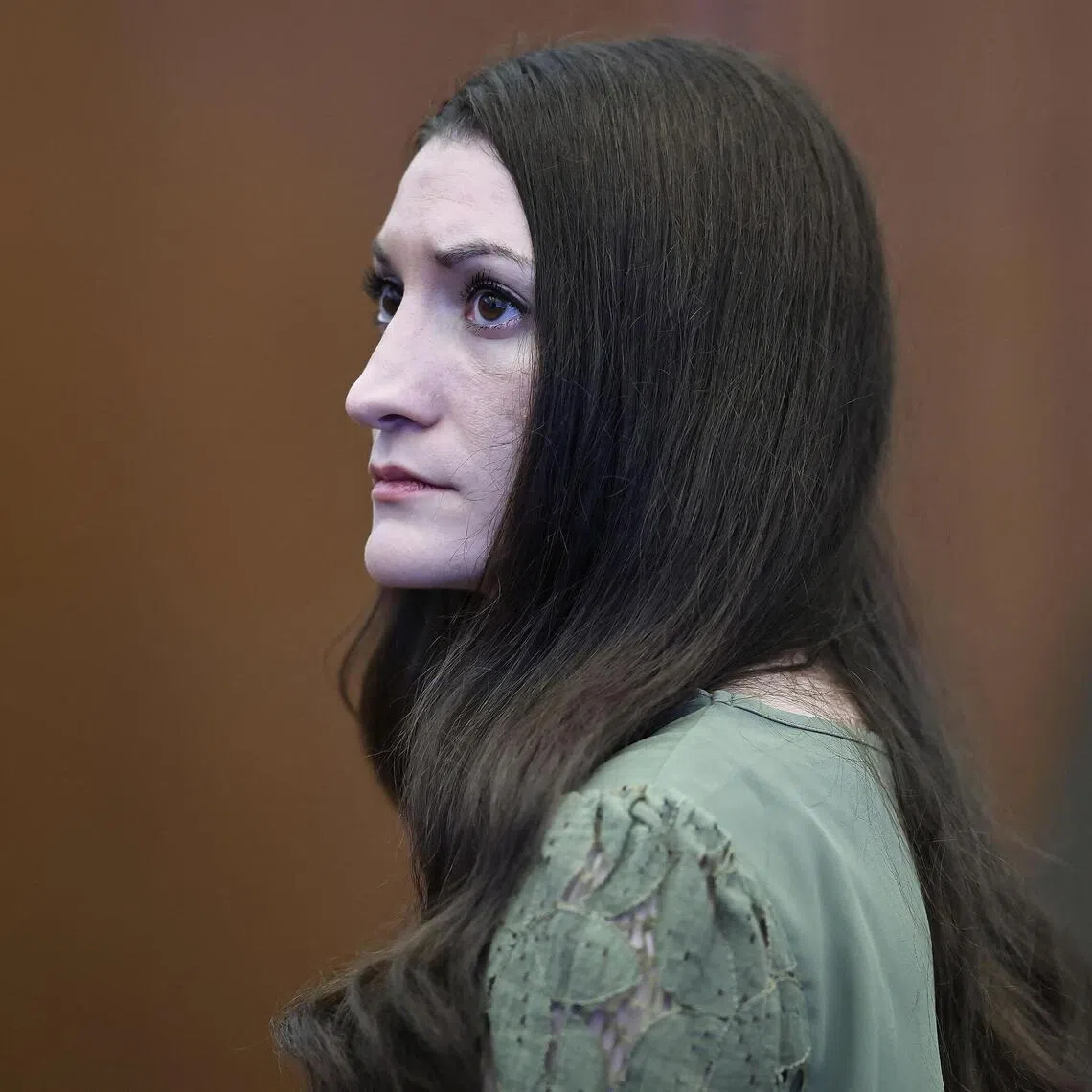 Defendant Lindsay Clancy looking at the jury at the conclusion of her murder trial in Plymouth, Massachusetts, on Sept 4.