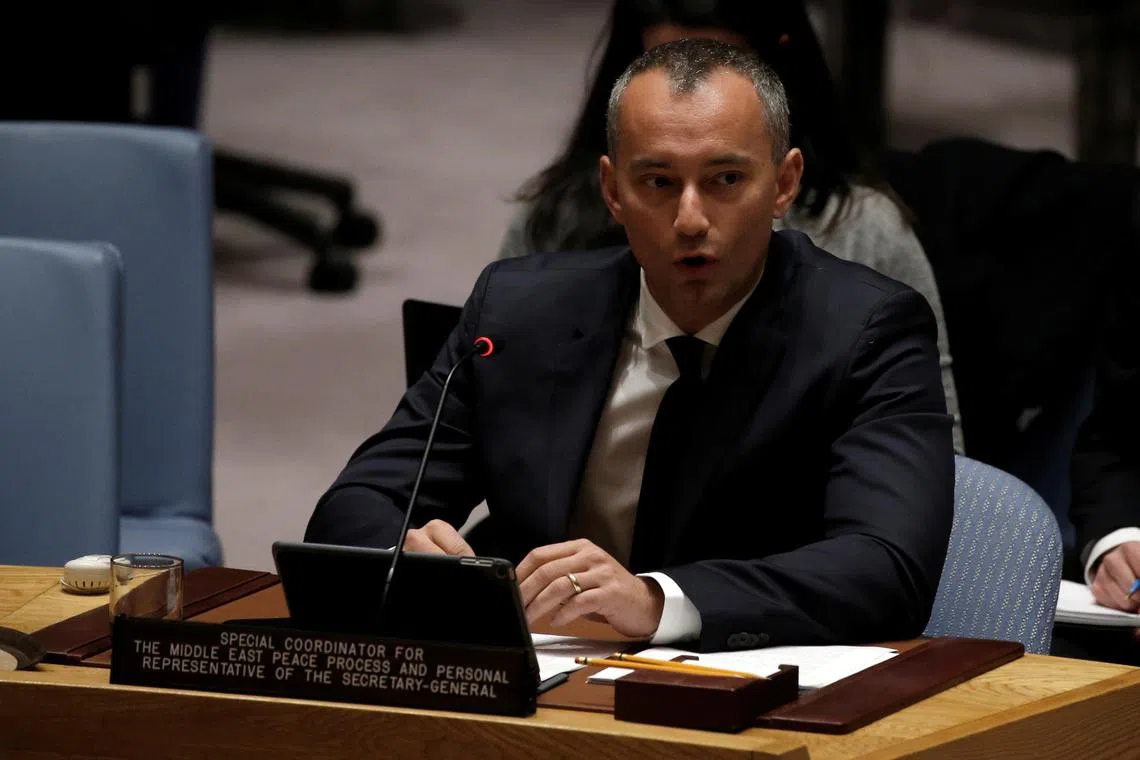 Nickolay Mladenov, United Nations Special Coordinator for the Middle East Peace Process and Personal Representative of the Secretary-General, briefs the U.N. Security Council during a council meeting on the situation in the Middle East at U.N. headquarters in New York City, New York, U.S., March 24, 2017. REUTERS/Mike Segar/File Photo