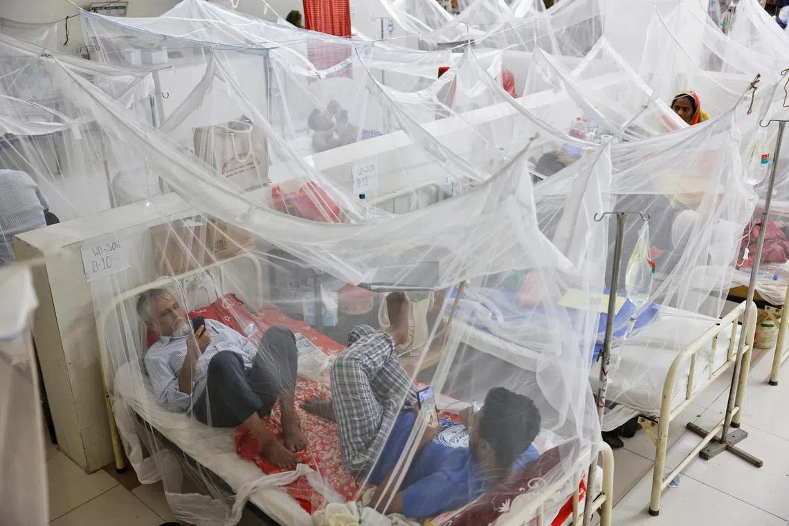 Dengue patients receiving treatment at the Shaheed Suhrawardy Medical College and Hospital in Dhaka, Bangladesh, on July 26, 2023.