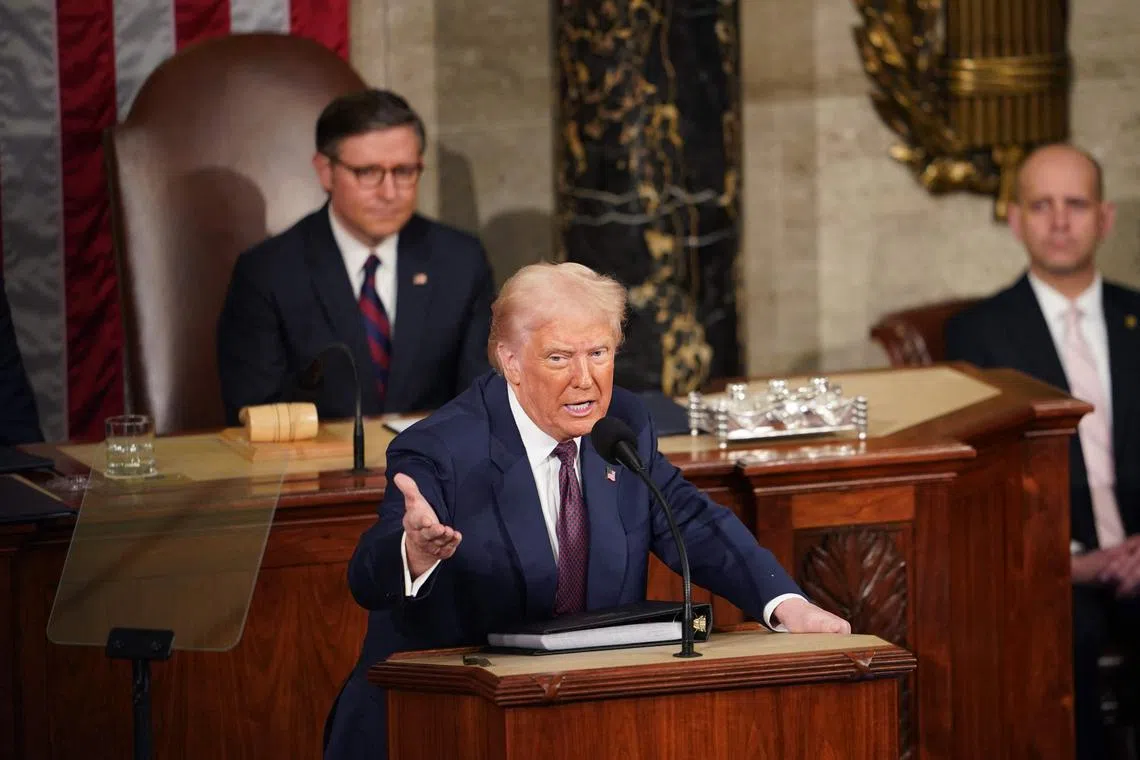 US President Donald Trump addresses a joint session of Congress at the US Capitol in Washington, DC, on March 4.