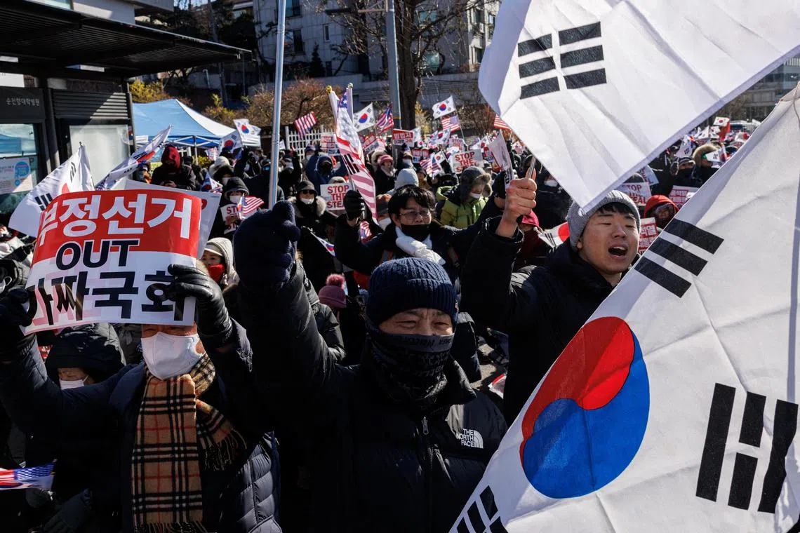 Mr Yoon’s supporters were already rallying outside his residence early Jan 11 before a major demonstration in central Seoul. 