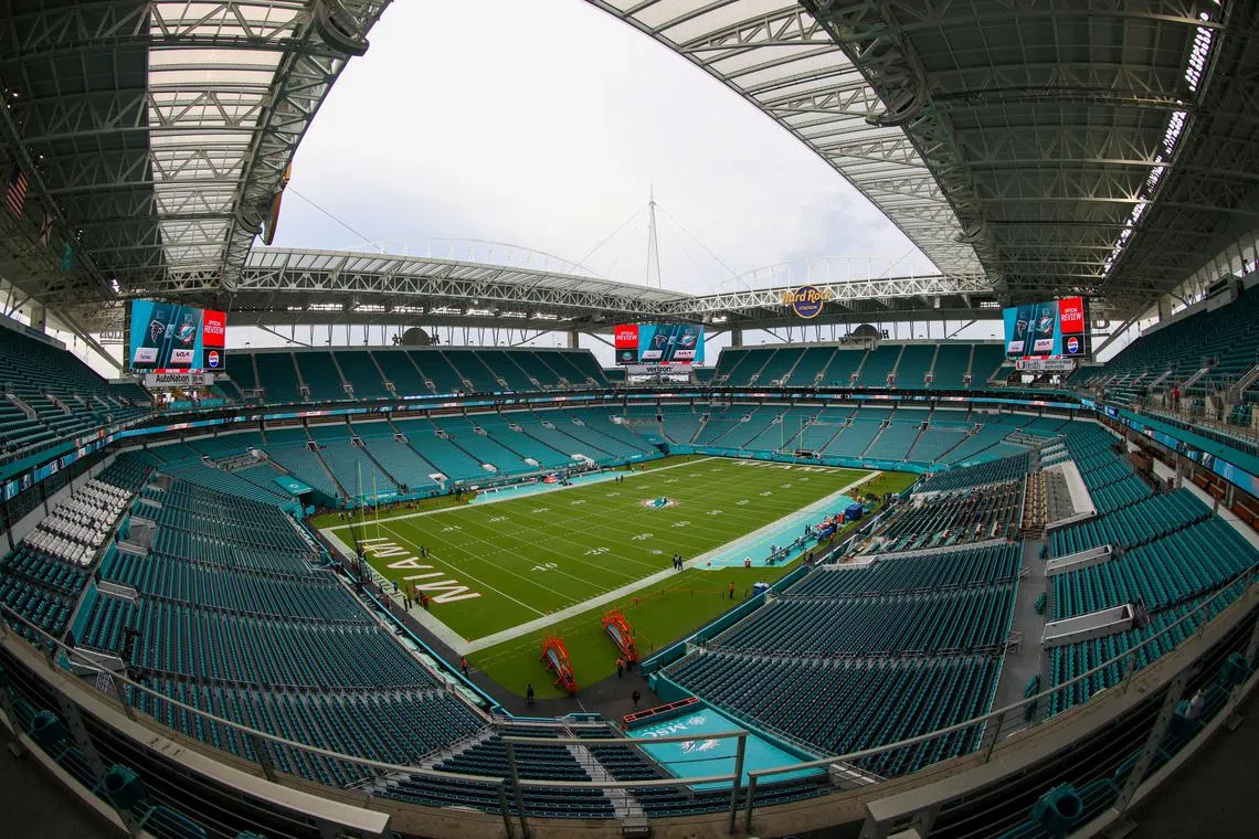 FILE PHOTO: General view of the 12 stadiums set to host the 2025 Club World Cup  Aug 9, 2024; Miami Gardens, Florida, USA Nathan Ray Seebeck-USA TODAY Sports/File Photo