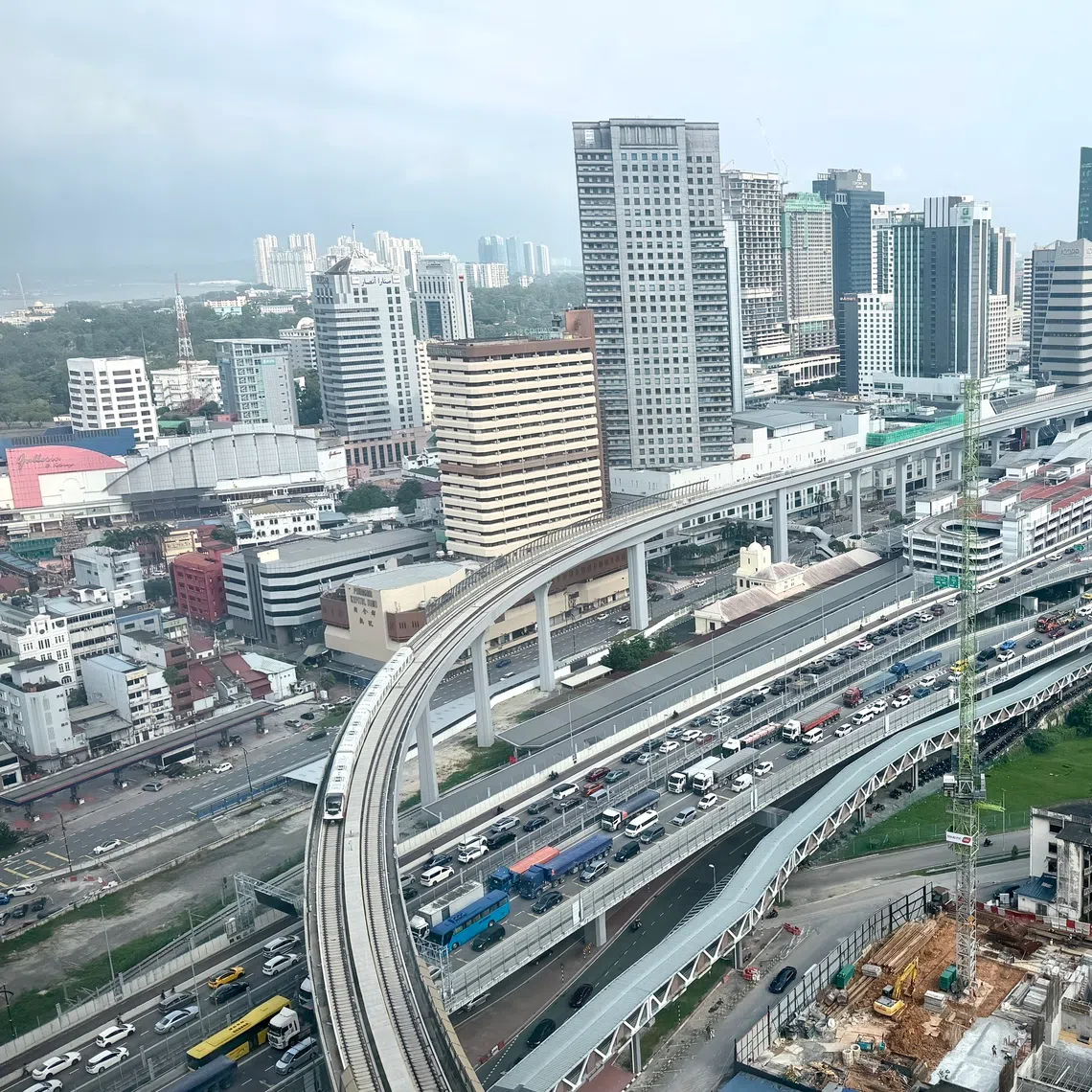 A new RTS train on the track from Bukit Chagar station in Johor Bahru on July 25.