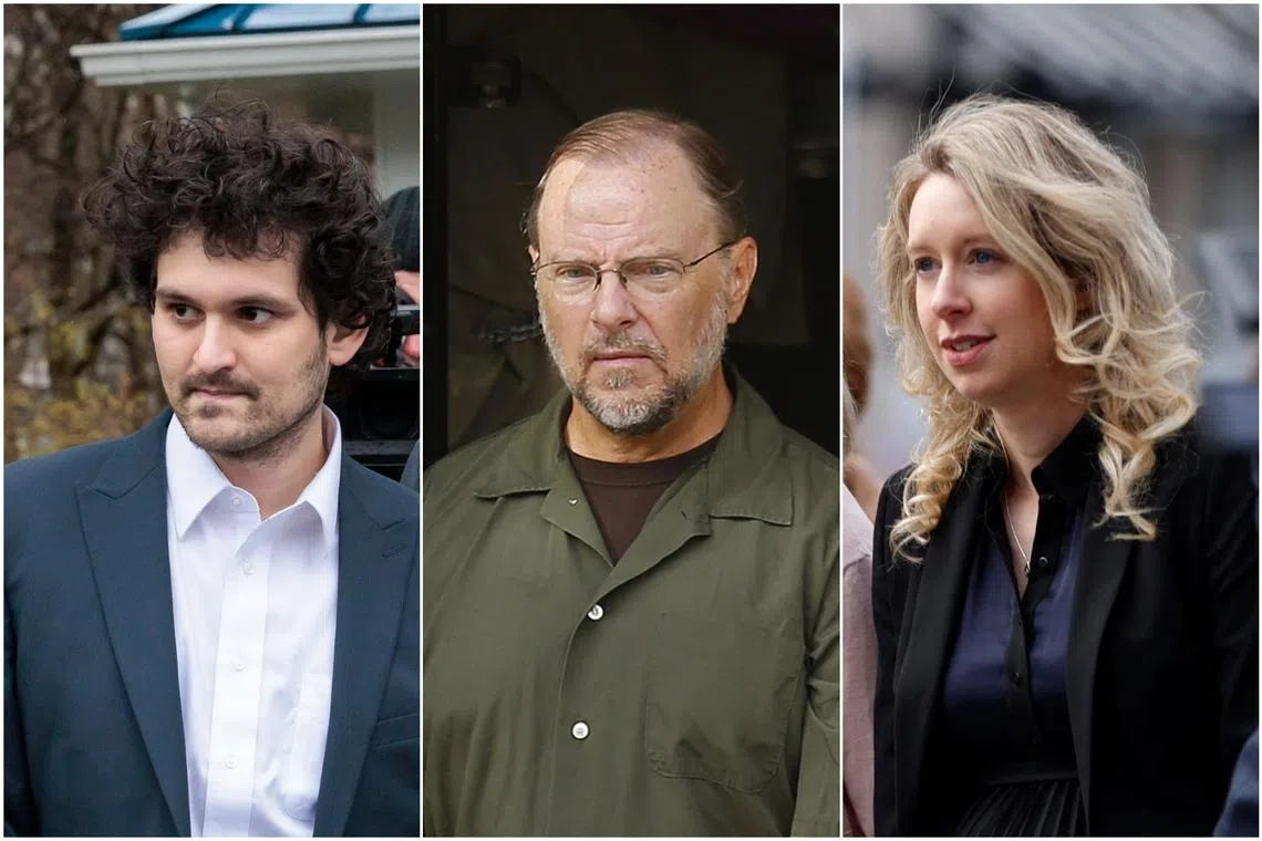 (From left) Former FTX CEO Sam Bankman-Fried, former Enron CEO Jeff Skilling and Theranos founder Elizabeth Holmes.