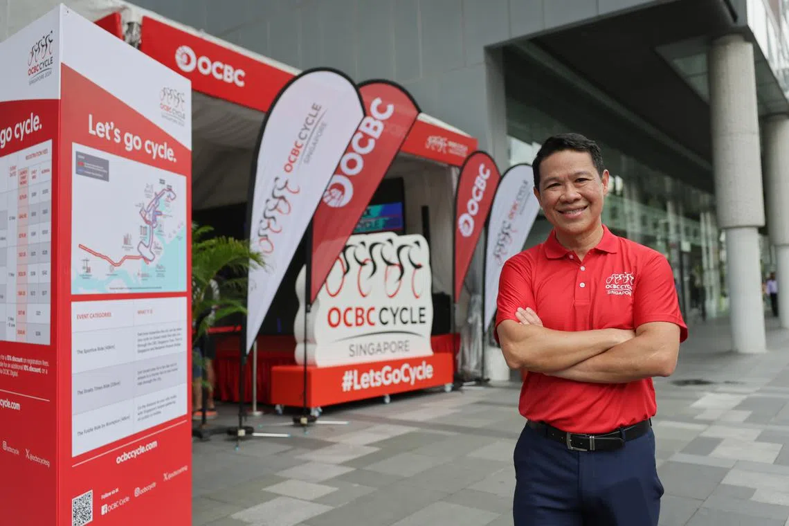 Dr Hing Siong Chen, President of Singapore Cycling Federation, at the official launch of OCBC Cycle Singapore at Orchard Gateway on March 5, 2024.