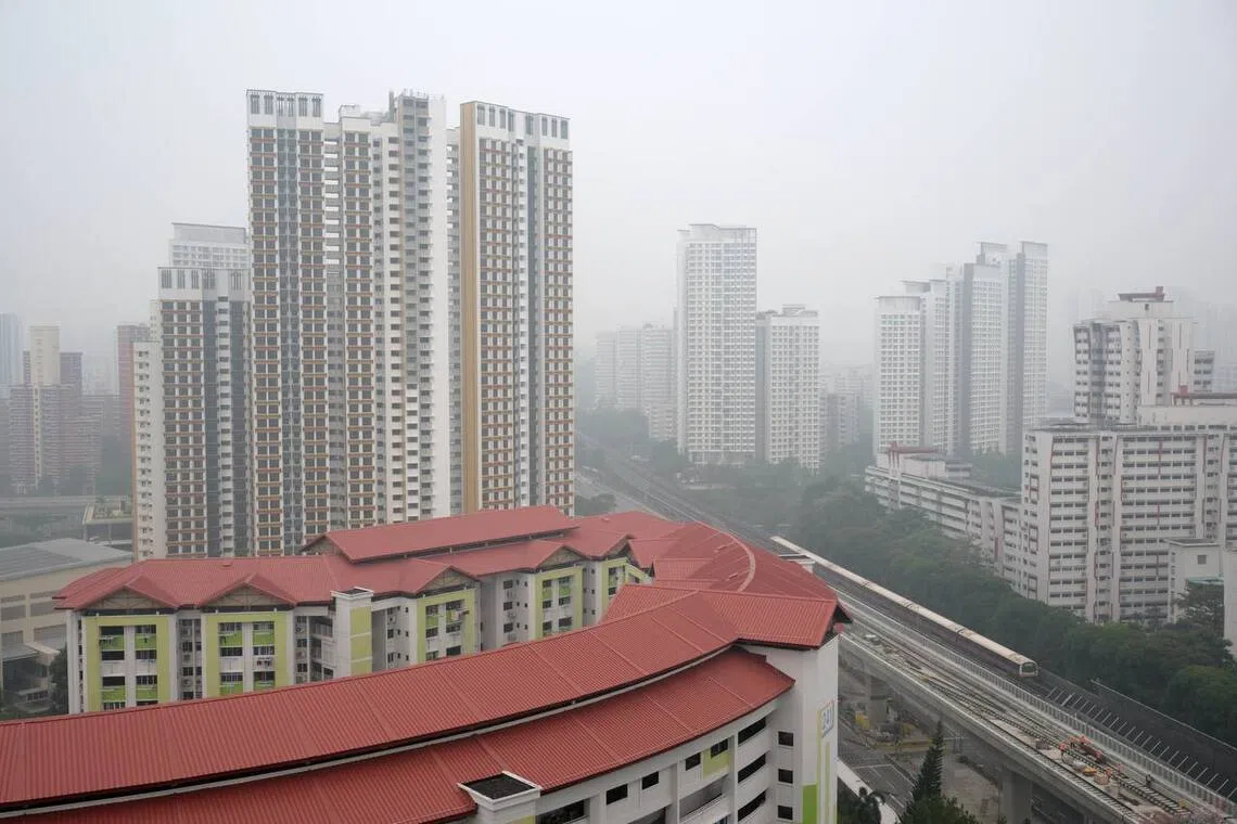 Hazy conditions in Jurong East at around 3.55pm on Oct 14.