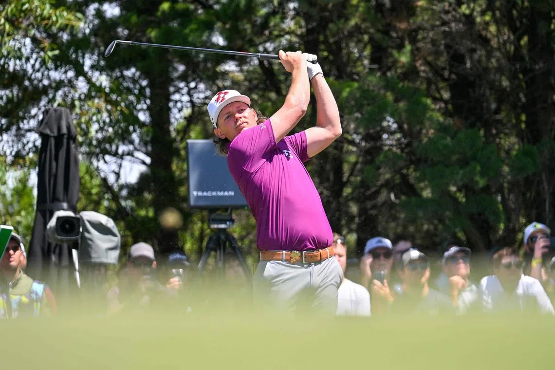 Australia's Cameron Smith tees off during the first day of the LIV Golf Adelaide at the Grange Golf Club in Adelaide on February 14, 2025. (Photo by Brenton Edwards / AFP) / -- IMAGE RESTRICTED TO EDITORIAL USE - STRICTLY NO COMMERCIAL USE --