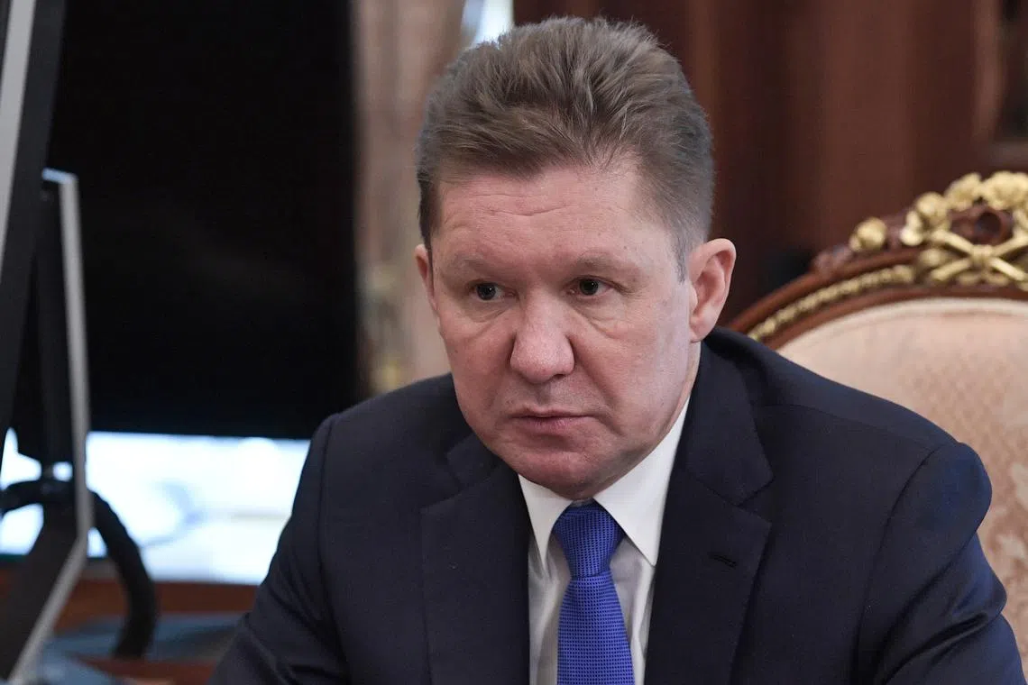 FILE PHOTO: Gazprom Chief Executive Alexei Miller attends a meeting with Russian President Vladimir Putin at the Kremlin in Moscow, Russia March 12, 2019. Sputnik/Alexei Nikolsky/Kremlin via REUTERS/File Photo