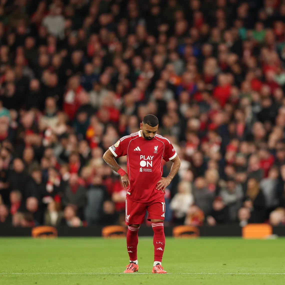 The downcast Mohamed Salah during the English Premier League match between Liverpool FC and Manchester United, on Oct 19.
