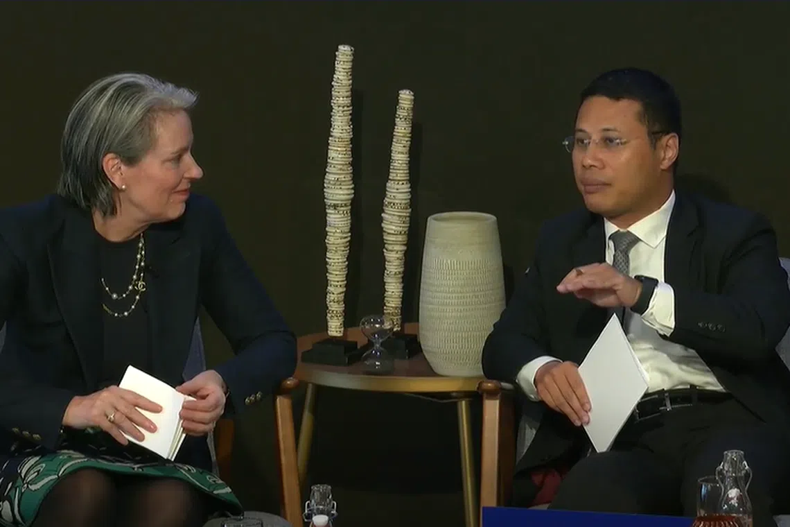 National Development Minister Desmond Lee at a panel discussion during the World Economic Forum in Davos.