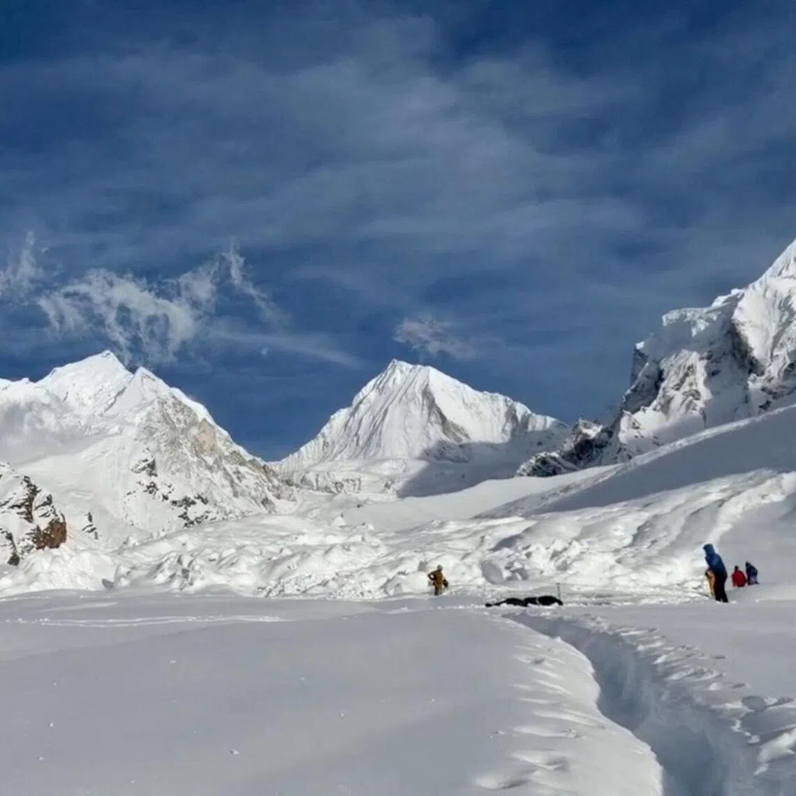 Rescue workers searching for survivors in Nepal on Sept 27, after an avalanche buried the base camp of the Himlung Himal mountain.