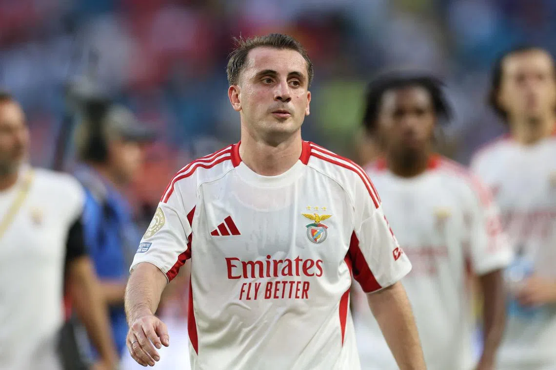 FILE PHOTO: Soccer Football - FIFA Club World Cup - Group C - Boca Juniors v Benfica - Hard Rock Stadium, Miami Gardens, Florida, U.S. - June 16, 2025  Benfica's Kerem Akturkoglu after the match REUTERS/Hannah Mckay/File Photo