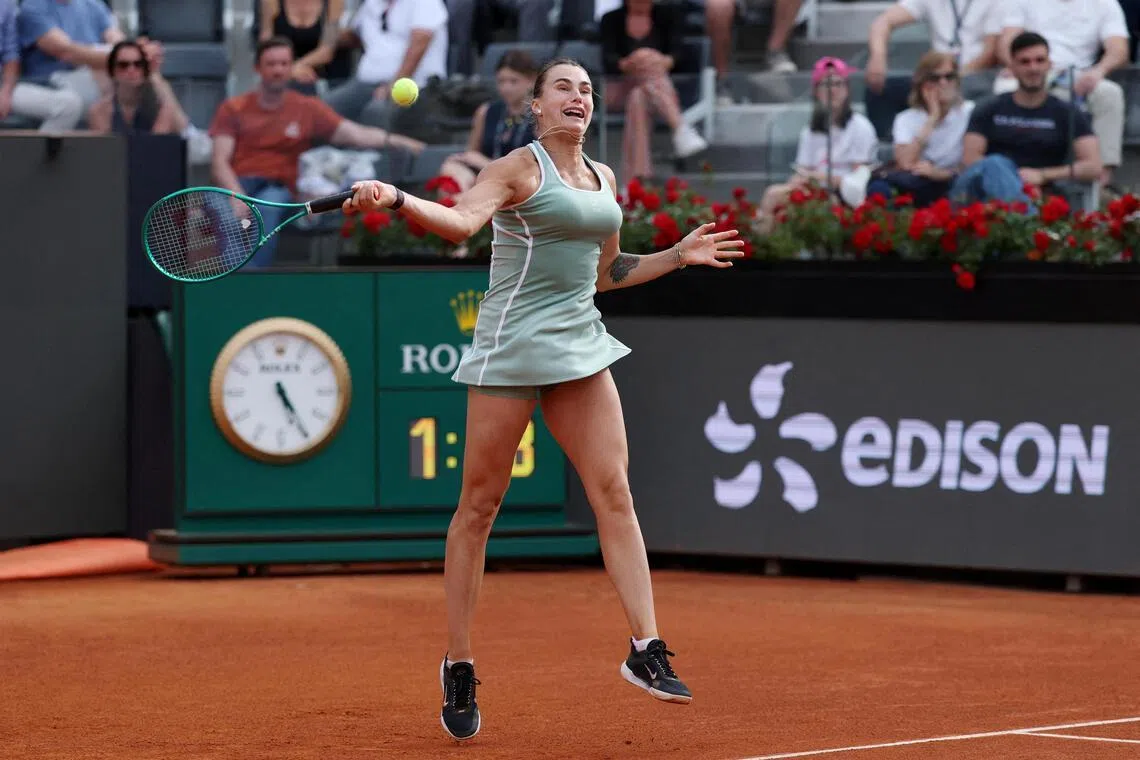 Belarus' Aryna Sabalenka in action during her round of 32 match against Romania's Sorana Cirstea at the Italian Open.