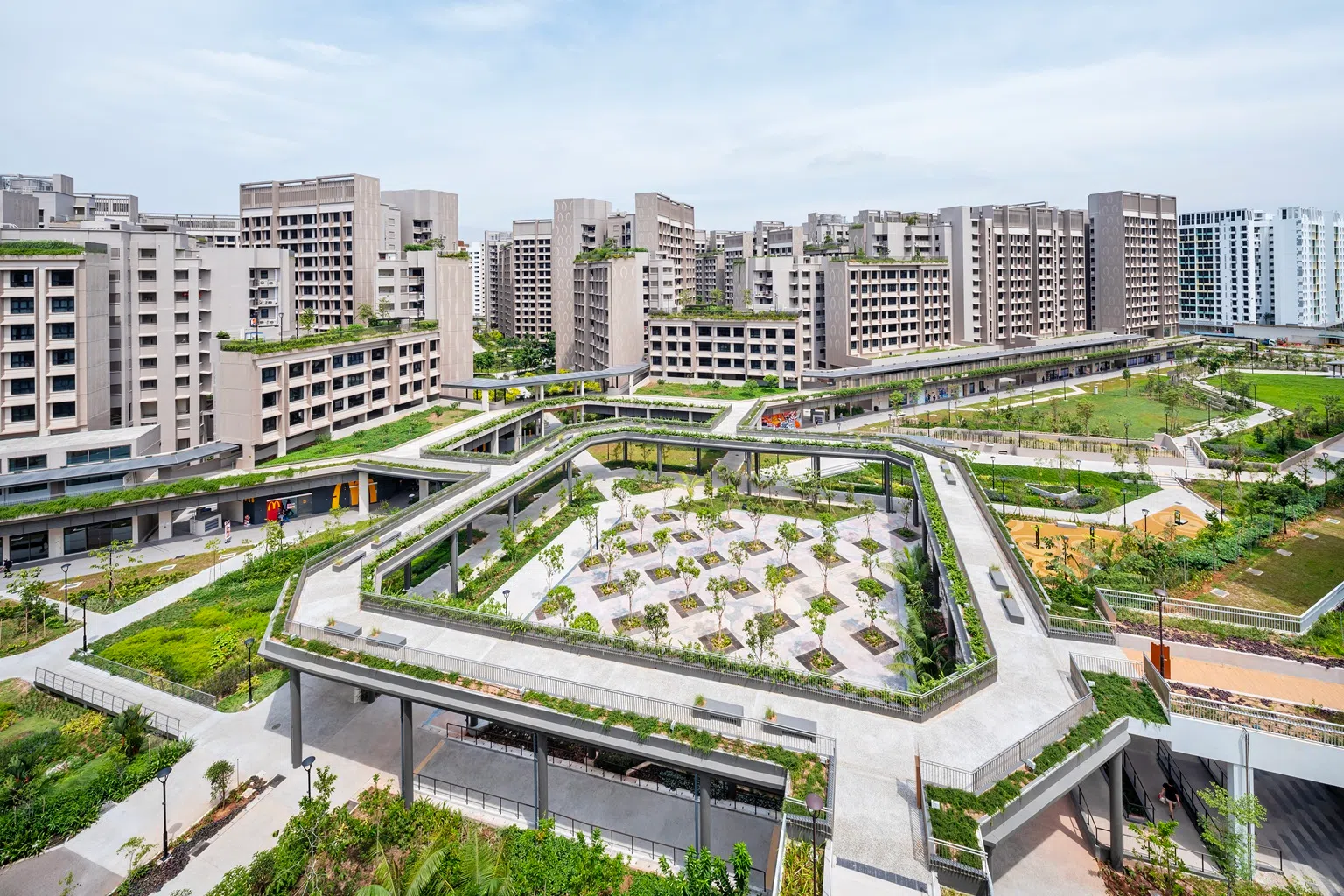 Plantation Village Tengah BTO elevated walkways staggered landscape