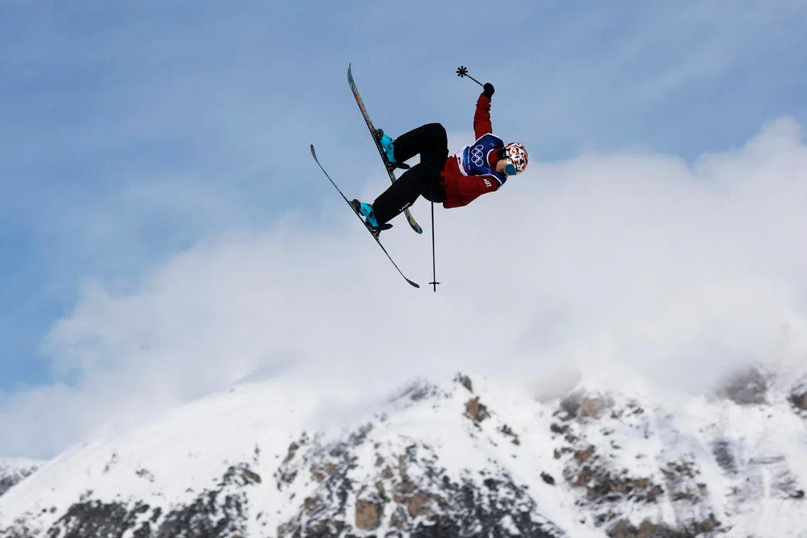 Milano Cortina 2026 Olympics - Freestyle Skiing Training - Livigno Snow Park, Livigno, Italy - February 5, 2026. Athlete of Austria during training REUTERS/Marko Djurica
