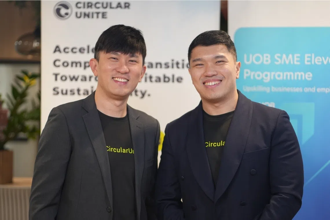 Brothers Andre Tay, 41, and Emmanual Tay (right), 37, are carrying on their family’s waste management legacy with Circular Unite, a start-up they co-founded which uses technology to optimise companies’ waste systems.