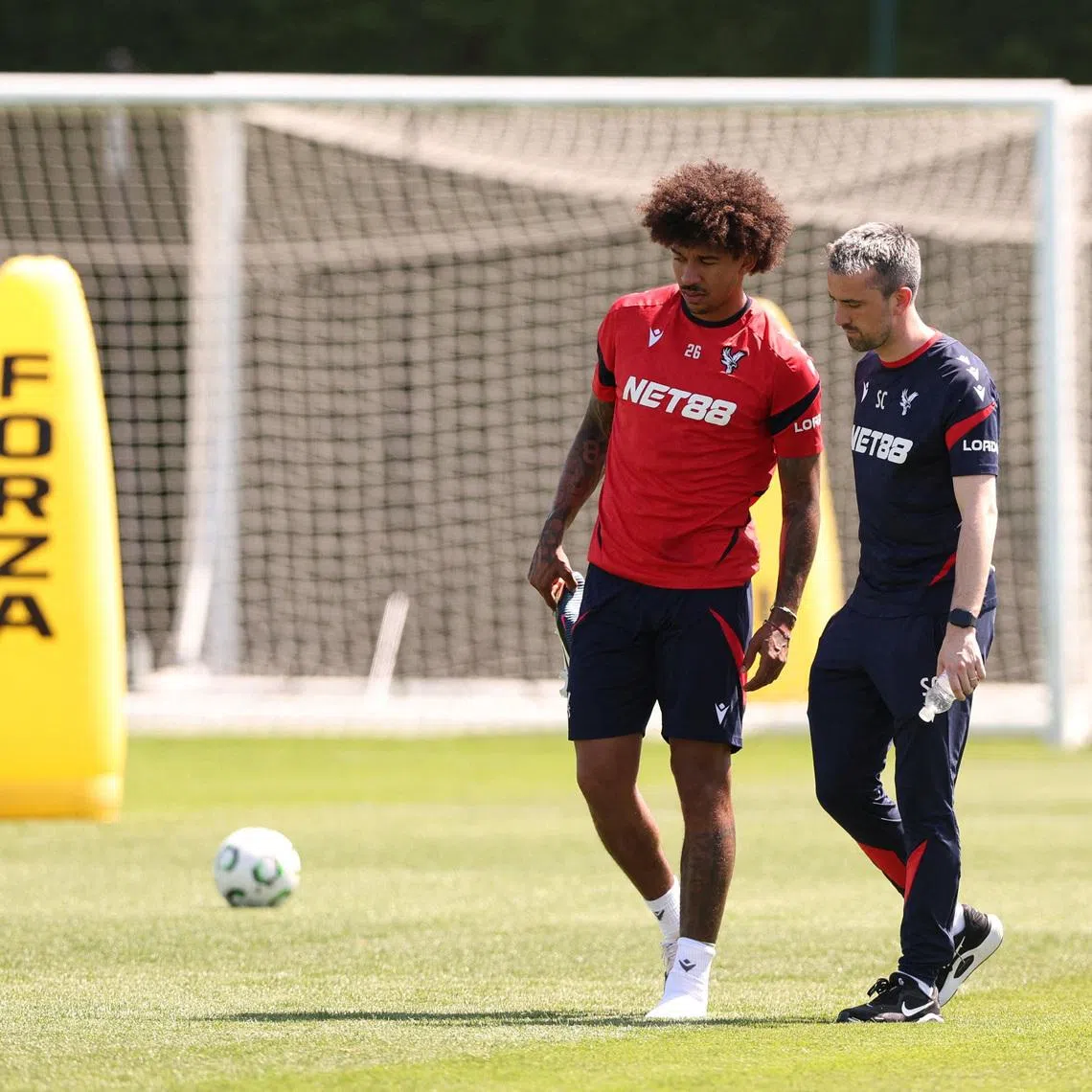 FILE PHOTO: Soccer Football - UEFA Conference League - Final - Crystal Palace Training - Crystal Palace FC Training Ground, London, Britain - May 26, 2026 Crystal Palace's Chris Richards leaves training early REUTERS/David Klein/File Photo