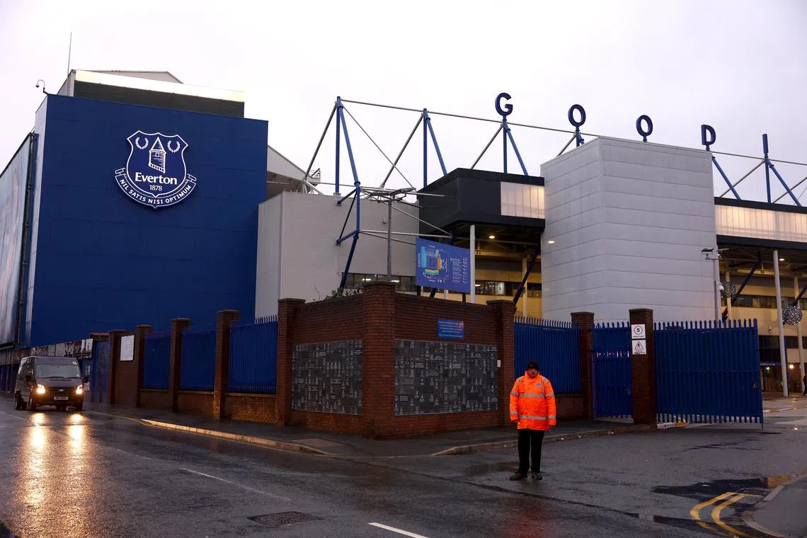 Gloomy scenes outside Goodison Park on Dec 7, 2024 after the Everton v Liverpool Premier League game was postponed due to bad weather caused by storm Darragh.