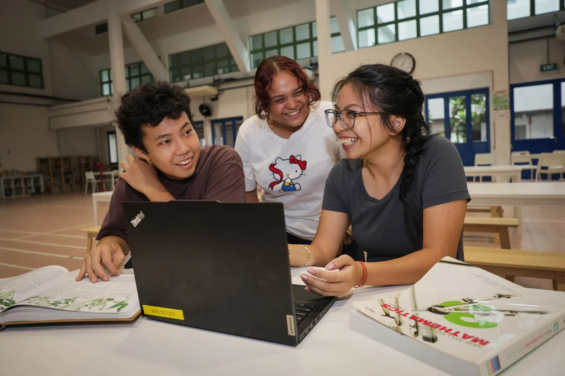 (From left) Xavier Ng,  Dyan Nurul Qaseh Puteri Azman and Vivian Tan are students at =Dreams, Singapore’s first residential programme for disadvantaged teens.