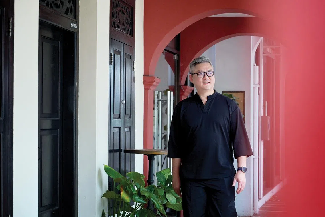 Mr Tung Ching Yew at The Red House in East Coast Road, one of the landmarks of the area.