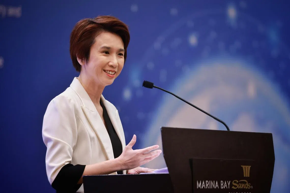 Minister of State for Trade and Industry Low Yen Ling speaking at the “Singapore – Leading Supply Chain Management Hub in Asia” event.