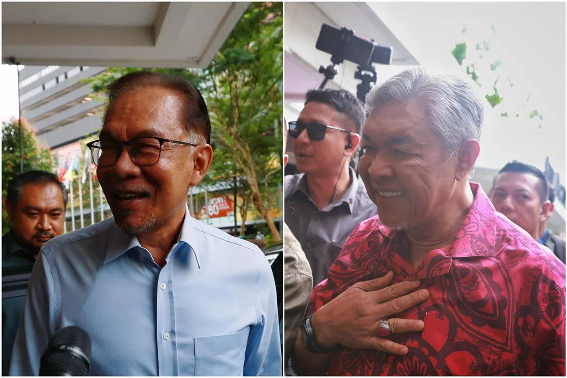 Malaysian PM Anwar Ibrahim (left) has appointed Umno chief Zahid Hamidi as deputy prime minister.
