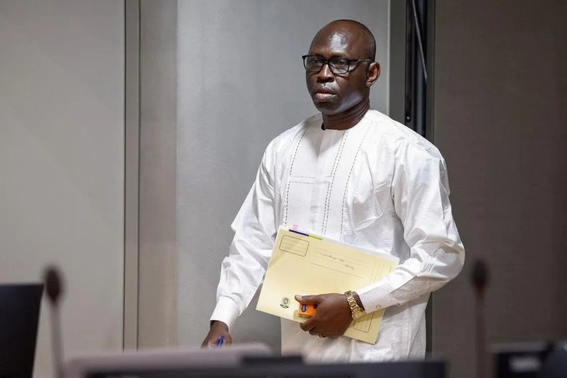 Former Central African Republic militia leader Maxime Jeoffroy Eli Mokom Gawaka attends the International Criminal Court hearings to determine the exact charges it will bring against him, in The Hague, Netherlands, August 22, 2023. REUTERS/Piroschka van de Wouw/Pool/File Photo