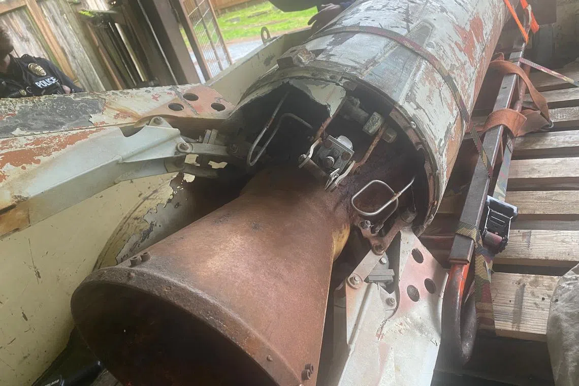 The rocket was declared inert by members of the bob squad as it had no a warhead or rocket fuel.