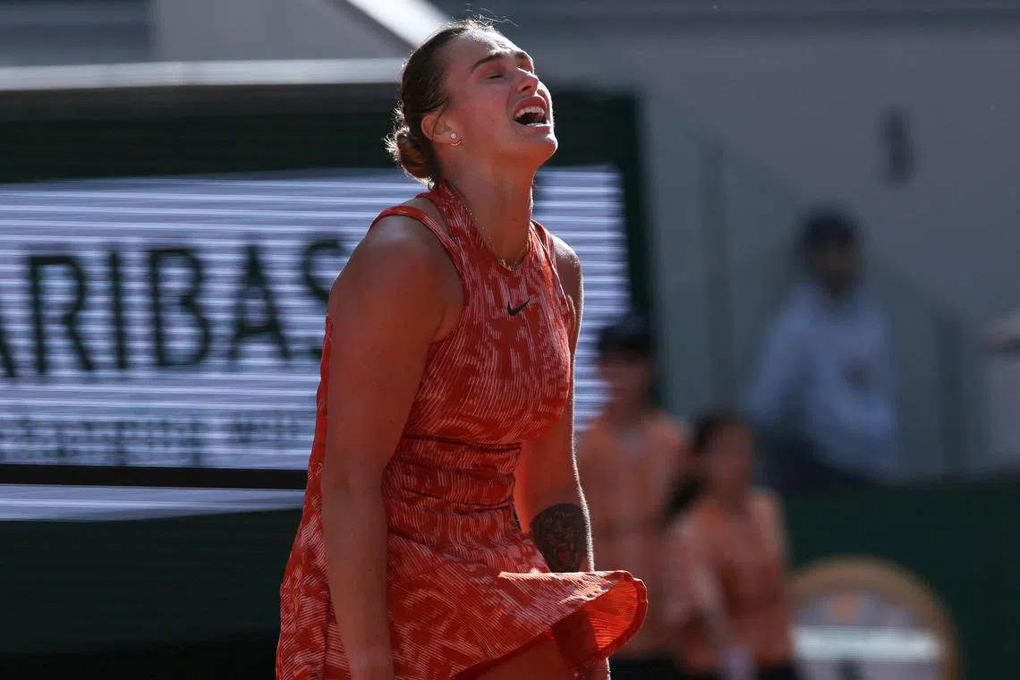 Belarus' Aryna Sabalenka retires after just six games into her Berlin quarter-final against Anna Kalinskaya.