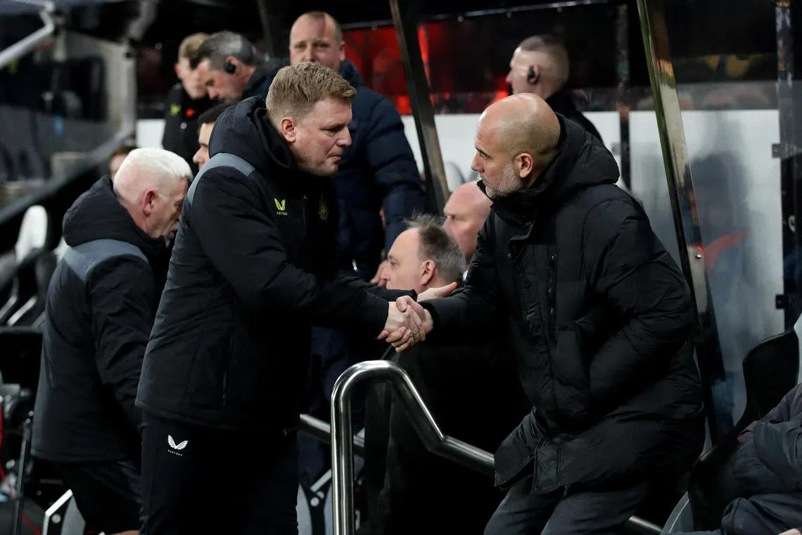Pep Guardiola's Manchester City are level on 41 points with Eddie Howe's Newcastle United, with City in fifth and the Magpies in sixth.