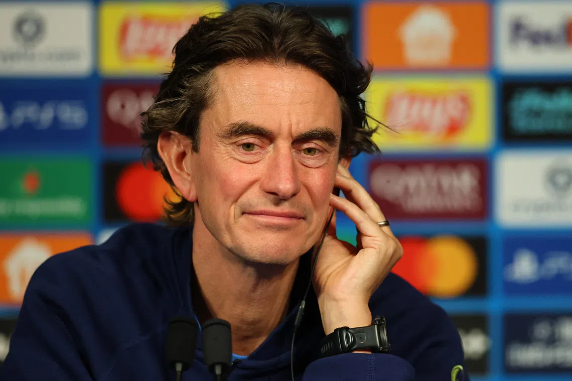 Soccer Football - UEFA Champions League - Tottenham Hotspur Press Conference - Parc des Princes, Paris, France - November 25, 2025   Tottenham Hotspur manager Thomas Frank during the press conference REUTERS/Sarah Meyssonnier