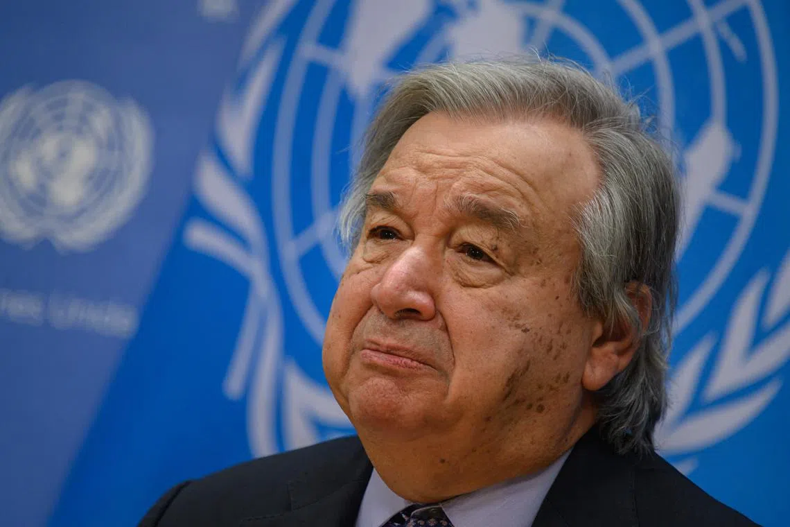 UN Secretary-General Antonio Guterres delivers remarks at the UN headquarters on Dec 19, 2022.