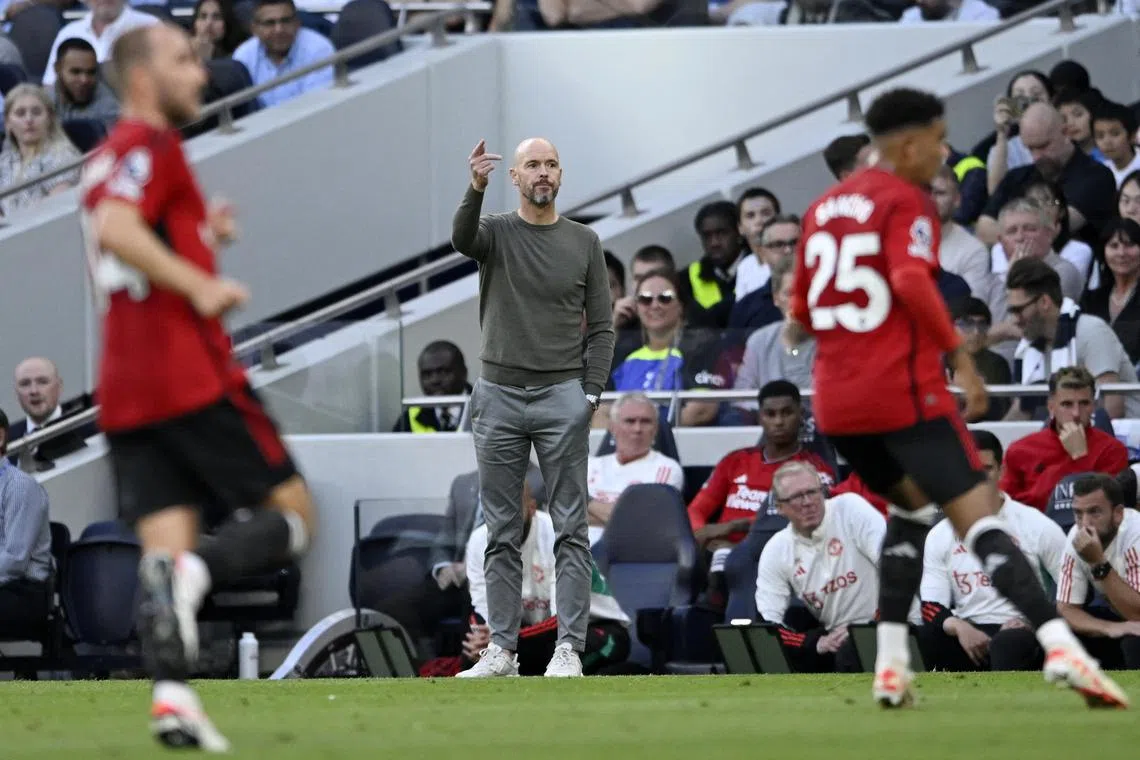 Manchester United manager Erik ten Hag during the match against Tottenham Hotspur.
