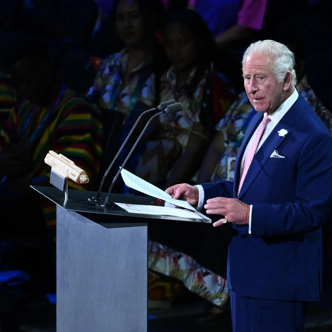 Britain’s King Charles speaks during the Opening Ceremony of the Glasgow 2026 Commonwealth Games at The Hydro in Glasgow, Scotland, on July 23.