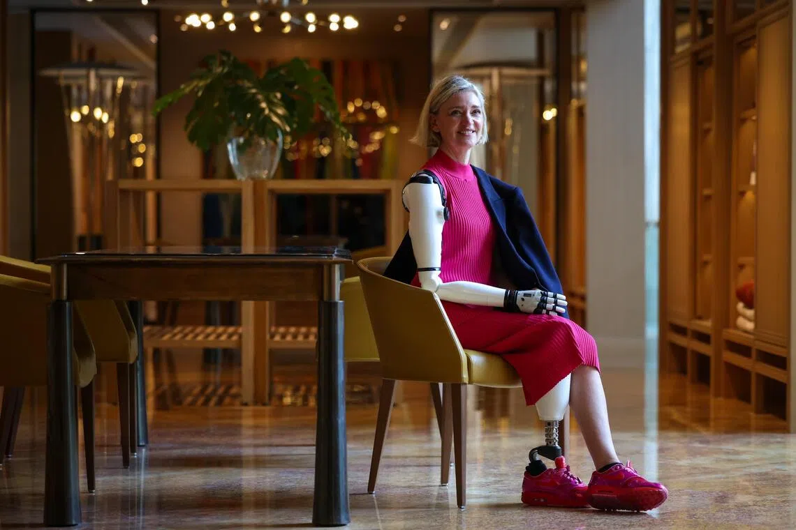 ST20250927_202550100248/khlagarde/Wong Kim Hoh/Jason Quah/

Sarah De Lagarde pictured Sep 27, 2025. She is the first woman in the world to be fitted with an AI bionic arm, and the first woman in the world to have conquered Mount Kilimanjaro twice in two years: once able-bodied, once disabled. ST PHOTO: JASON QUAH