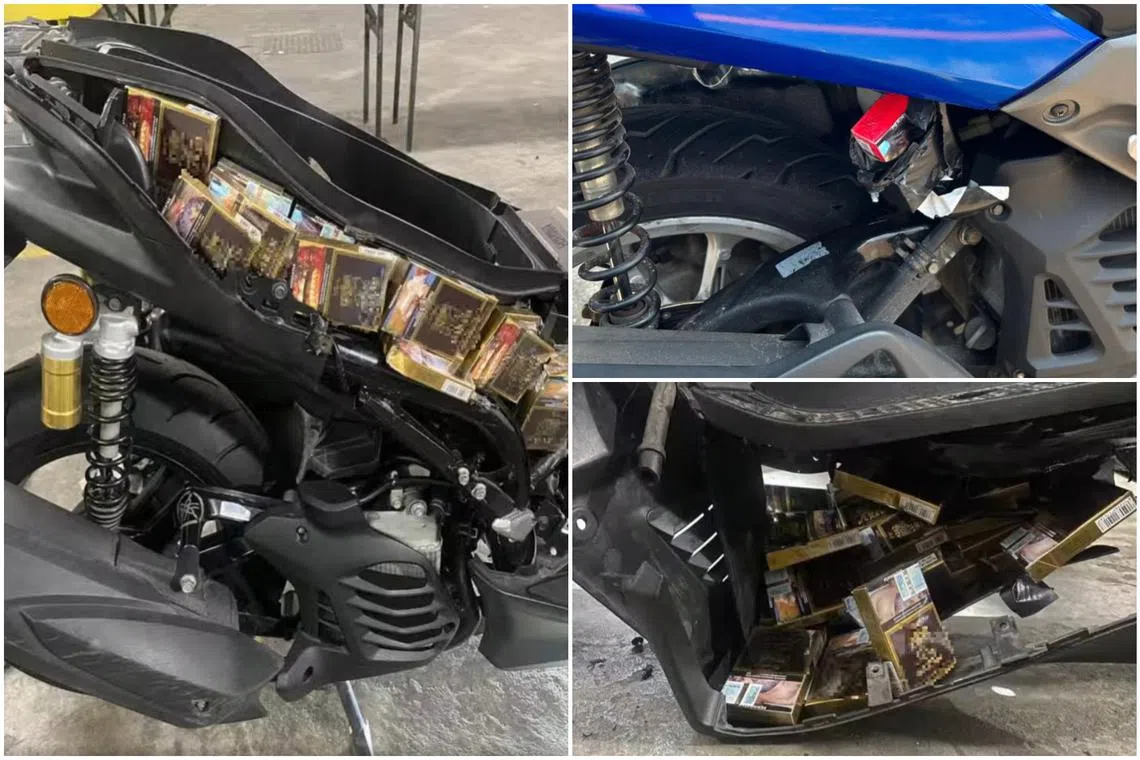 The motorists had stuffed the contraband cigarettes into various parts of their bikes.