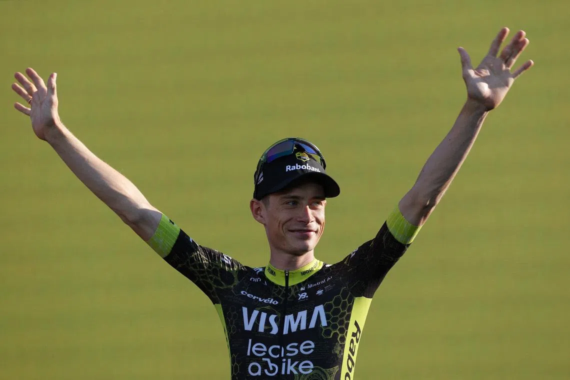 Cycling - Tour de France - Previews - Hospital Sant Pau, Barcelona, Spain - July 2, 2026  Team Visma | Lease a Bike's Jonas Vingegaard during the presentation REUTERS/Gonzalo Fuentes